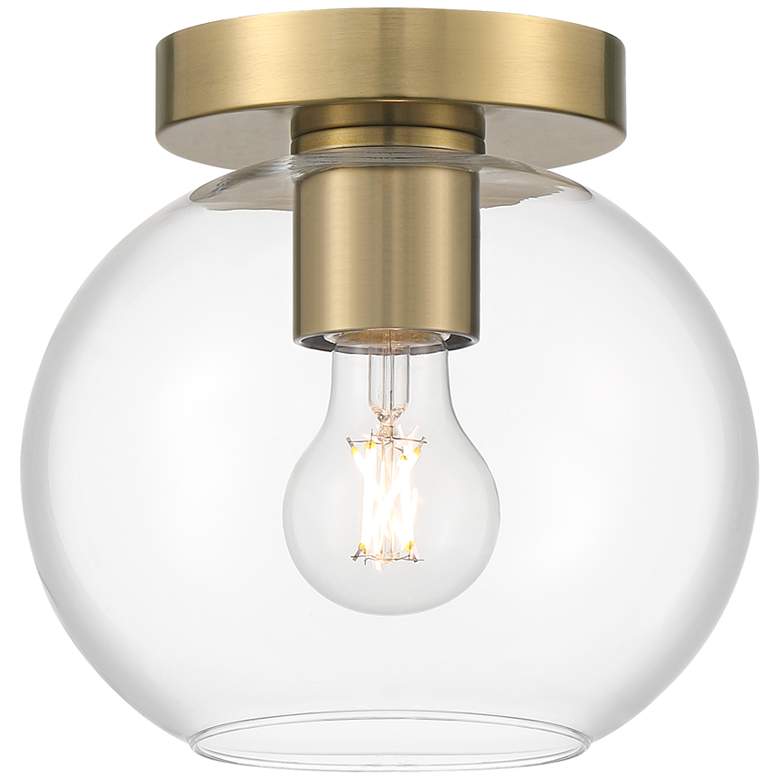 Image 4 Possini Euro Kavin 8" Wide Antique Brass Clear Glass Ceiling Light more views