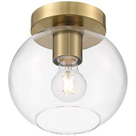 Image5 of Possini Euro Kavin 8" Wide Antique Brass Clear Glass Ceiling Light more views