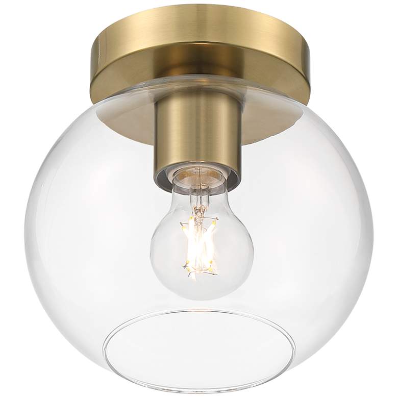 Image 5 Possini Euro Kavin 8 inch Wide Antique Brass Clear Glass Ceiling Light more views