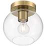 Possini Euro Kavin 8" Wide Antique Brass Clear Glass Ceiling Light