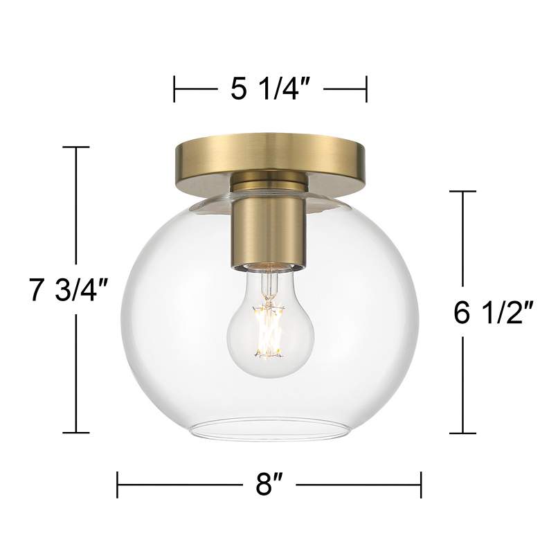 Image 6 Possini Euro Kavin 8" Wide Antique Brass Clear Glass Ceiling Light more views