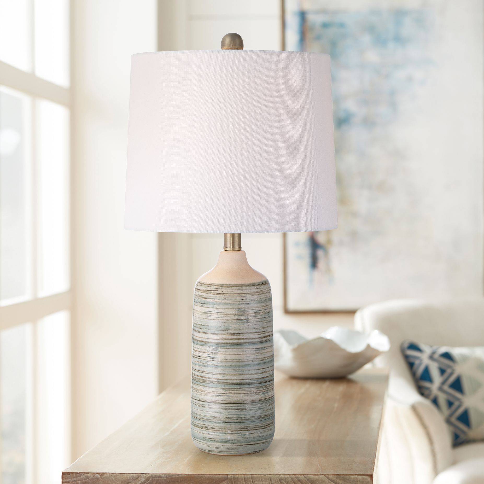 Possini Euro Kayla 23 1/2" High Coastal Modern Ceramic Table Lamp