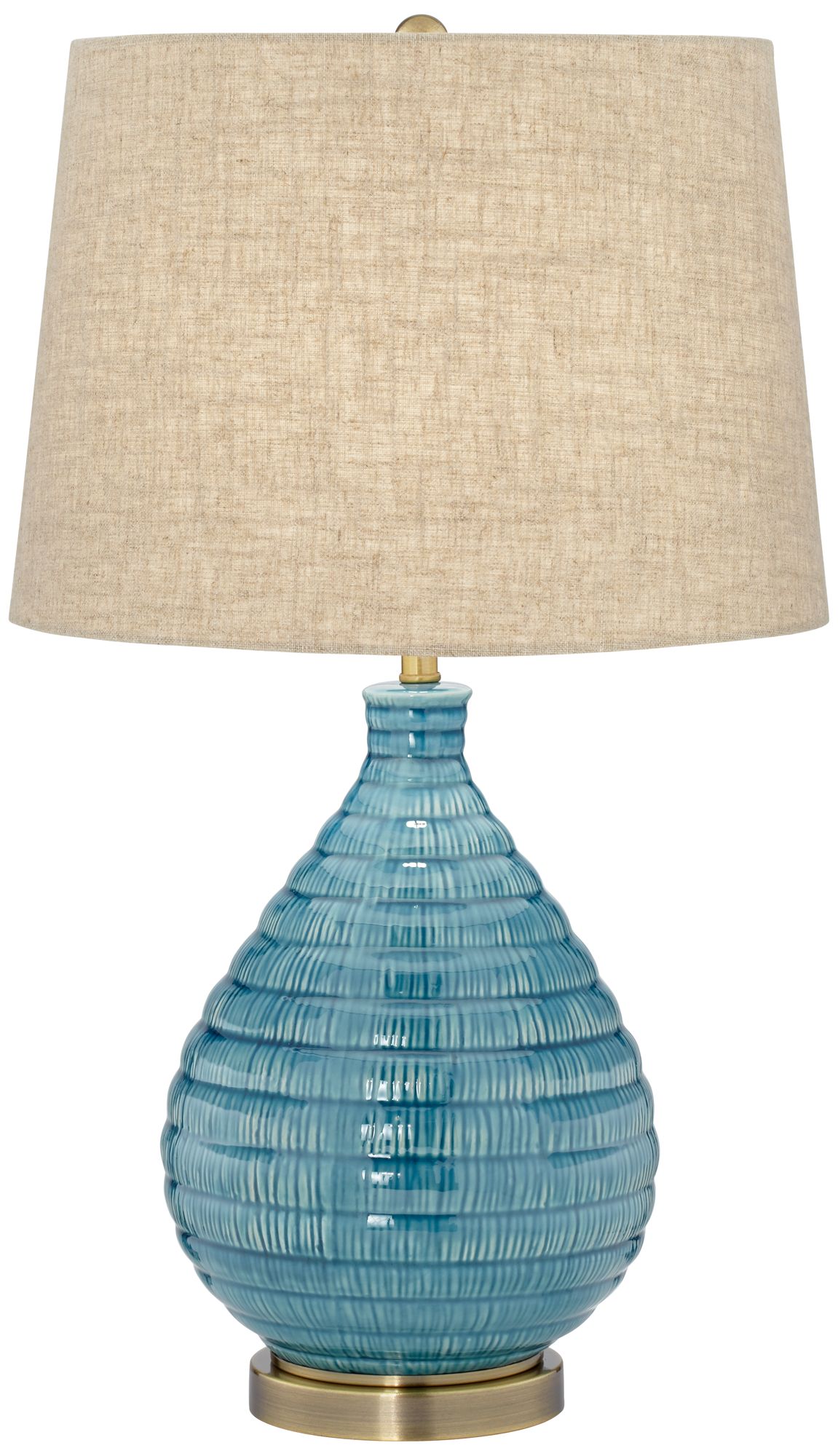 Image 3 Possini Euro Kayley 24" Linen Shade Sky Blue Ceramic Table Lamp