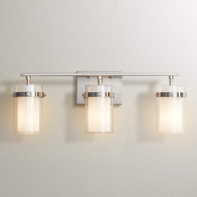 Image 2 Possini Euro Kazran 21 1/4"W Brushed Nickel 3-Light Bath Light