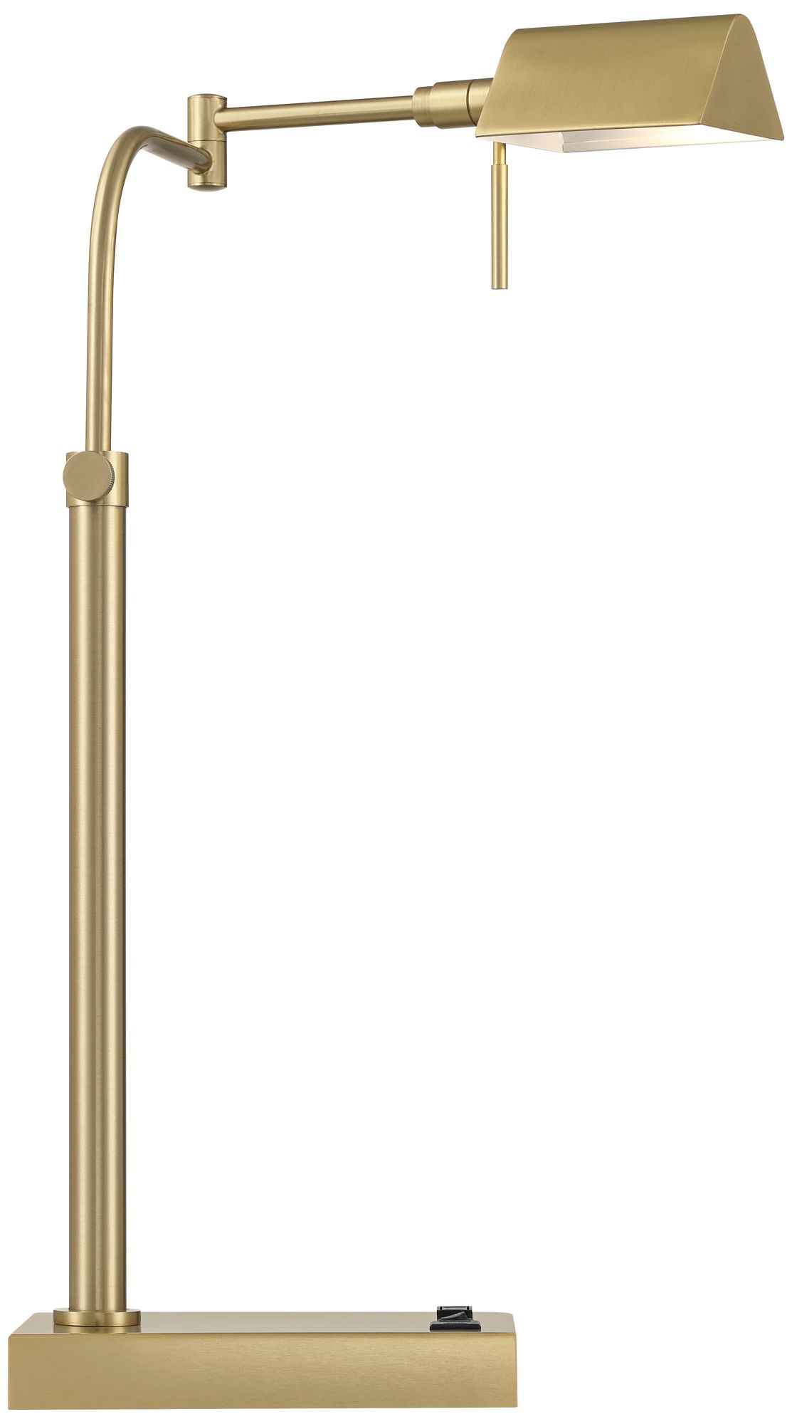 Possini Euro Keegan Adjustable Brass Finish USB and Outlet Desk Lamp