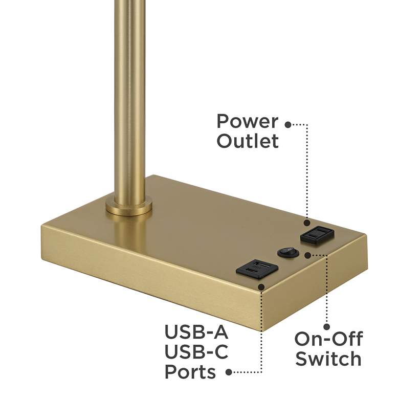 Image 5 Possini Euro Keegan Adjustable Brass Finish USB and Outlet Desk Lamp more views
