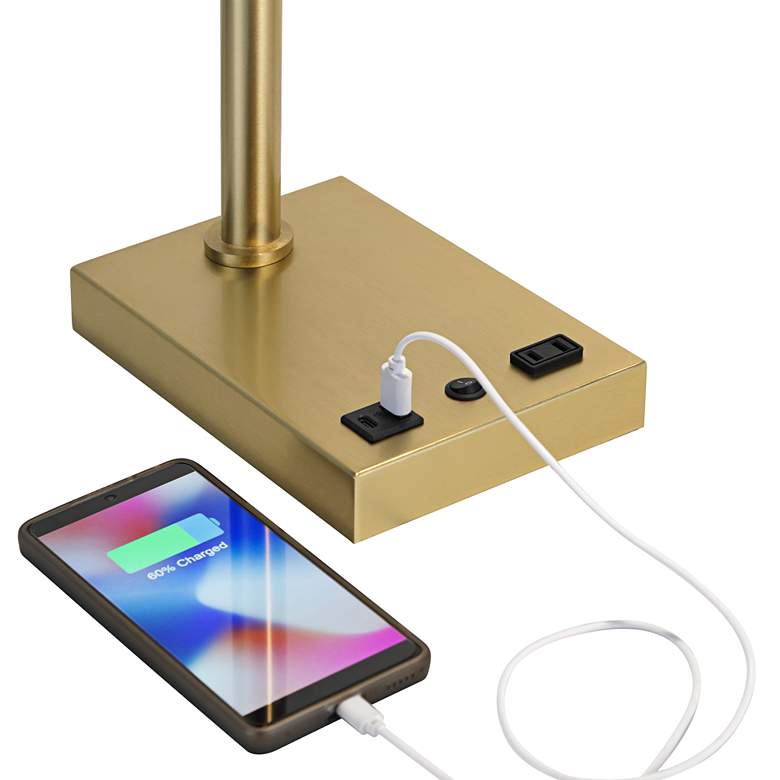Image 6 Possini Euro Keegan Adjustable Brass Finish USB and Outlet Desk Lamp more views