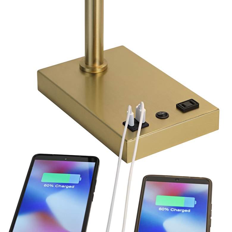 Image 7 Possini Euro Keegan Adjustable Brass Finish USB and Outlet Desk Lamp more views