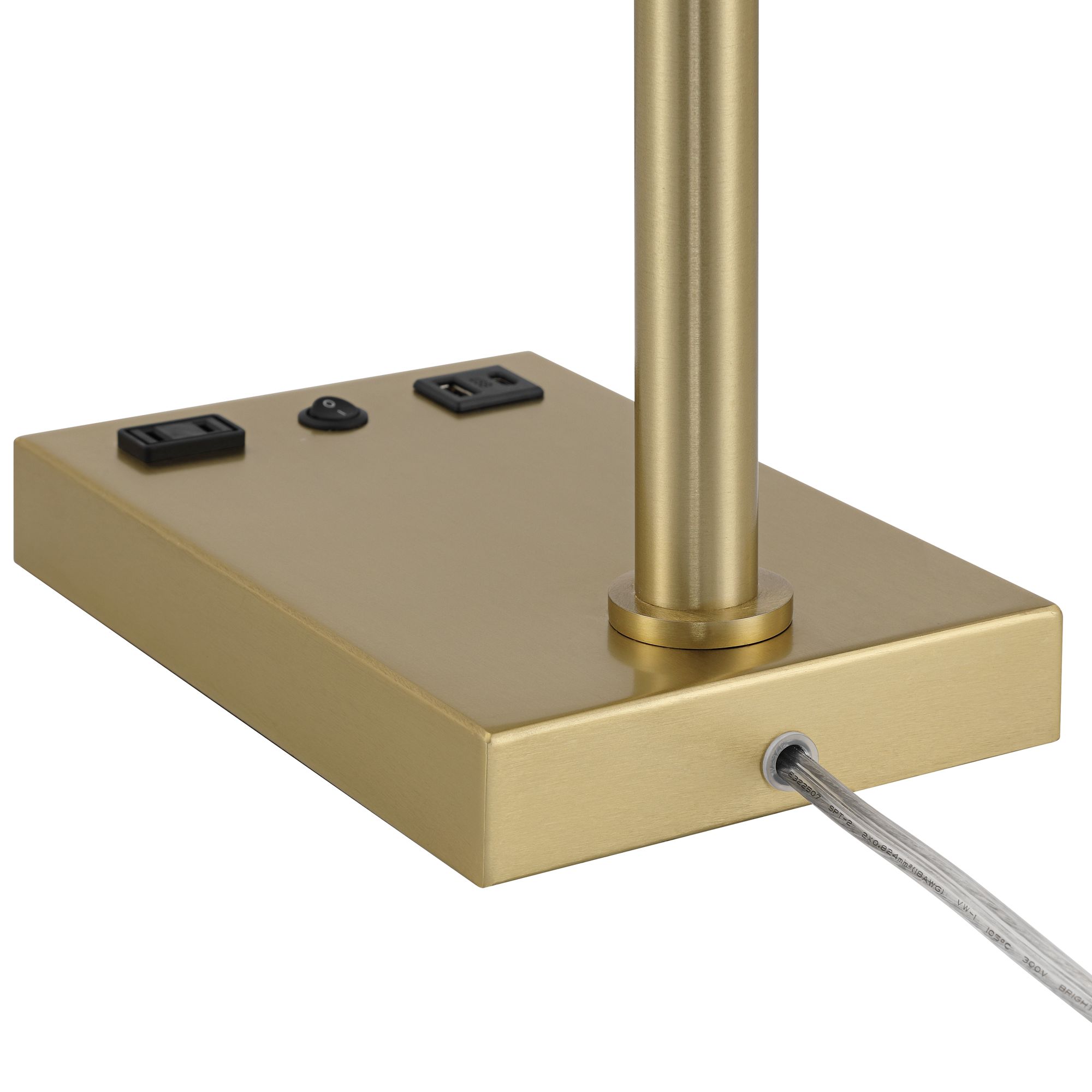 Possini Euro Keegan Adjustable Brass Finish USB and Outlet Desk Lamp