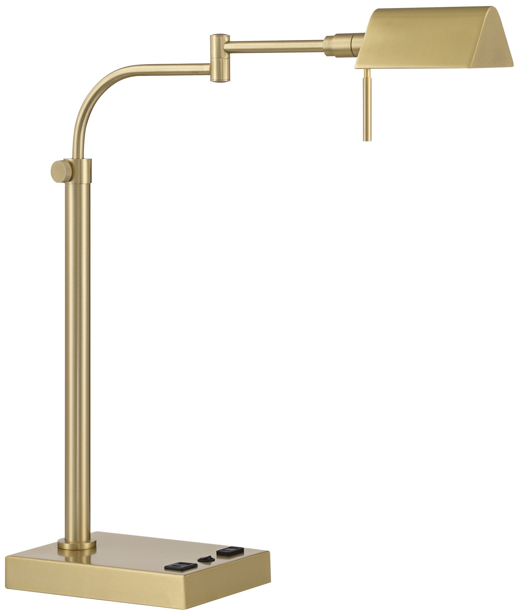 Possini Euro Keegan Adjustable Brass Finish USB and Outlet Desk Lamp
