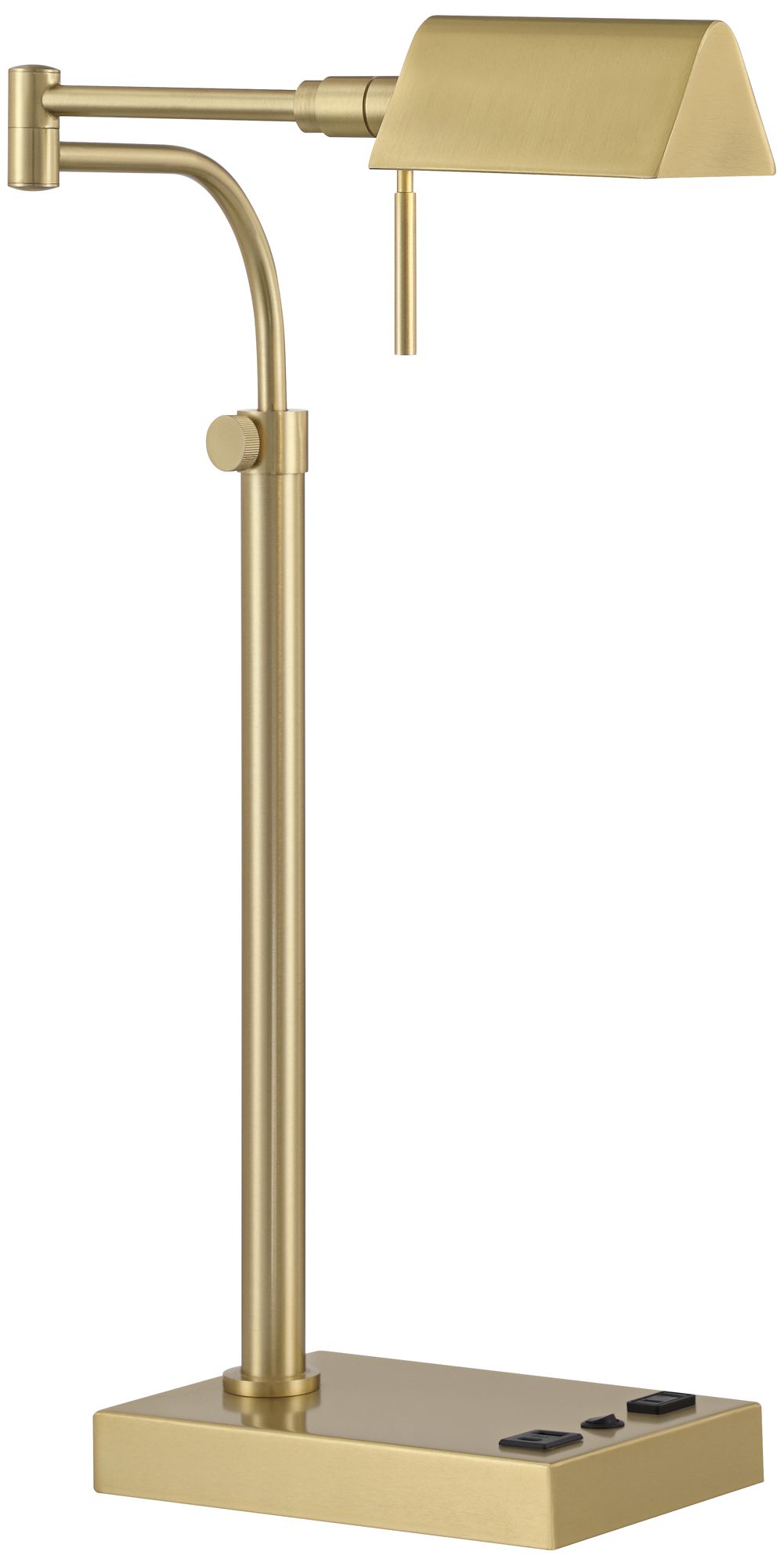 Possini Euro Keegan Adjustable Brass Finish USB and Outlet Desk Lamp