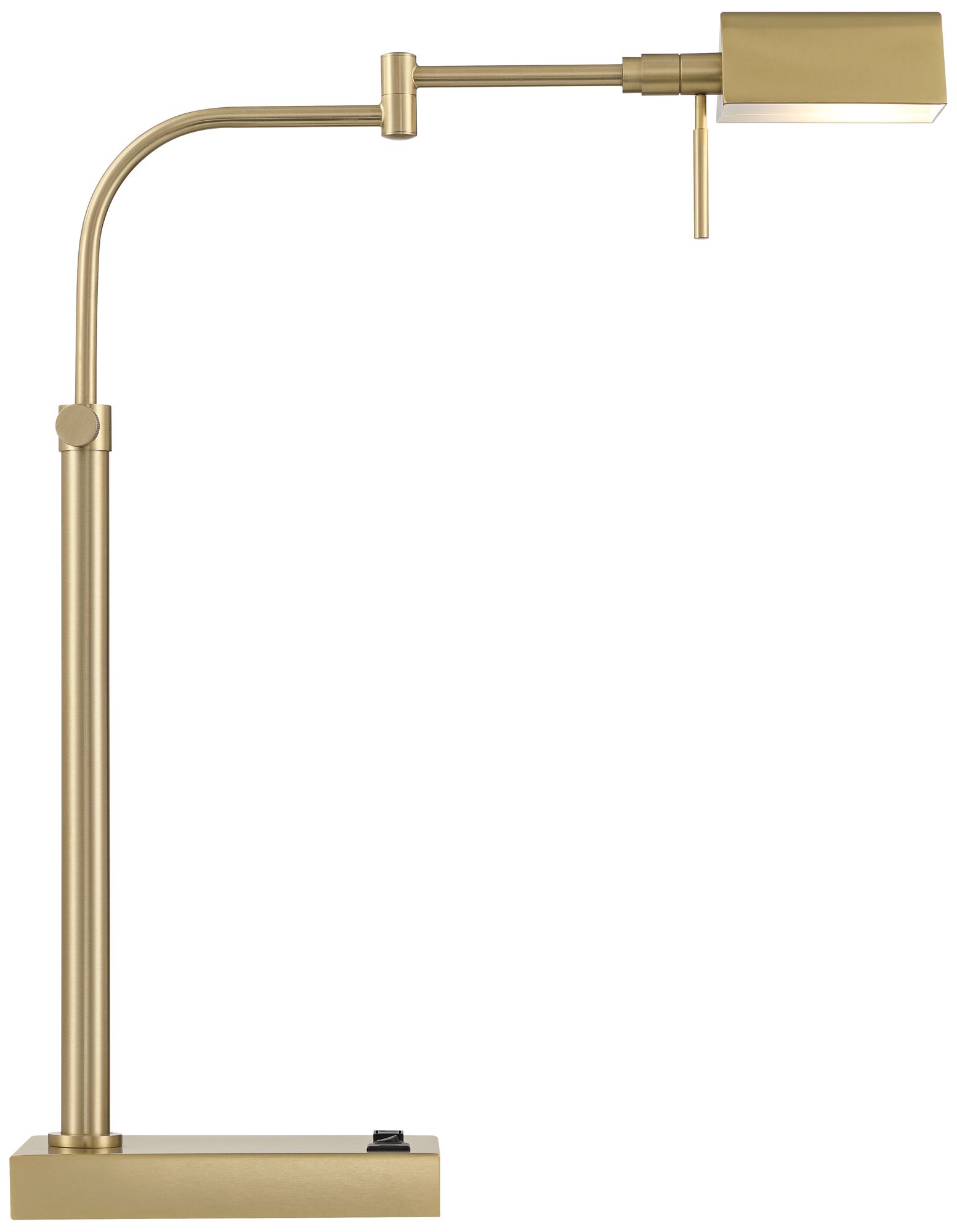 Possini Euro Keegan Adjustable Brass Finish USB and Outlet Desk Lamp