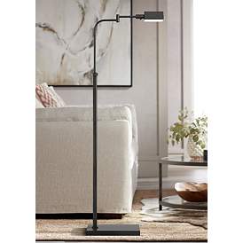 Image1 of Possini Euro Keegan Dark Bronze Adjustable Swing Arm Pharmacy Floor Lamp