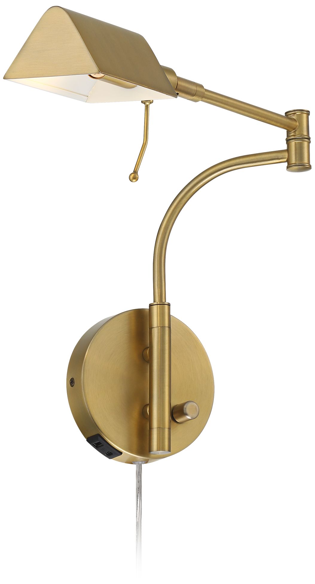 Possini Euro Keegan Plug-In Swing Arm Wall Lamp with Dual USB Ports