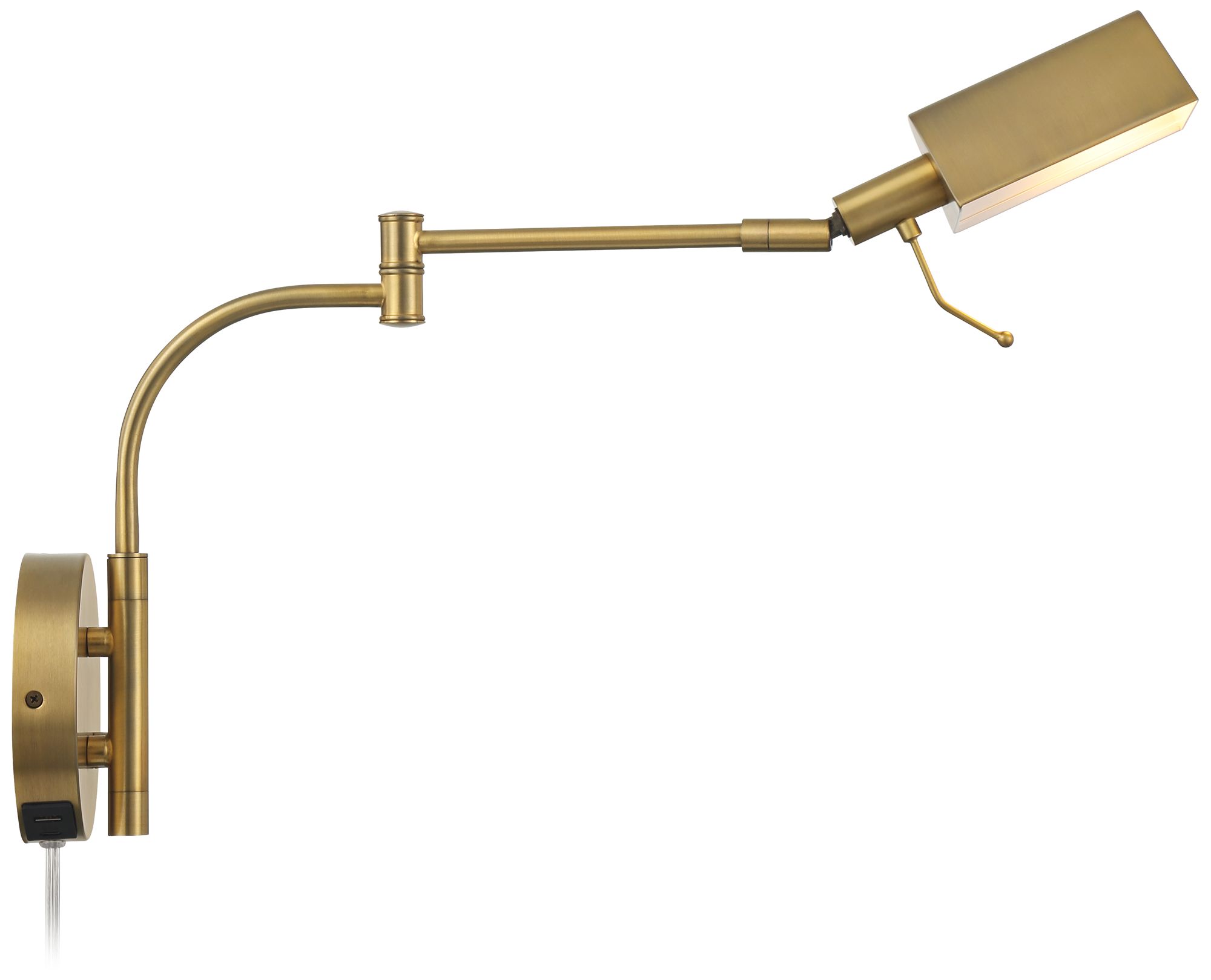 Possini Euro Keegan Plug-In Swing Arm Wall Lamp with Dual USB Ports