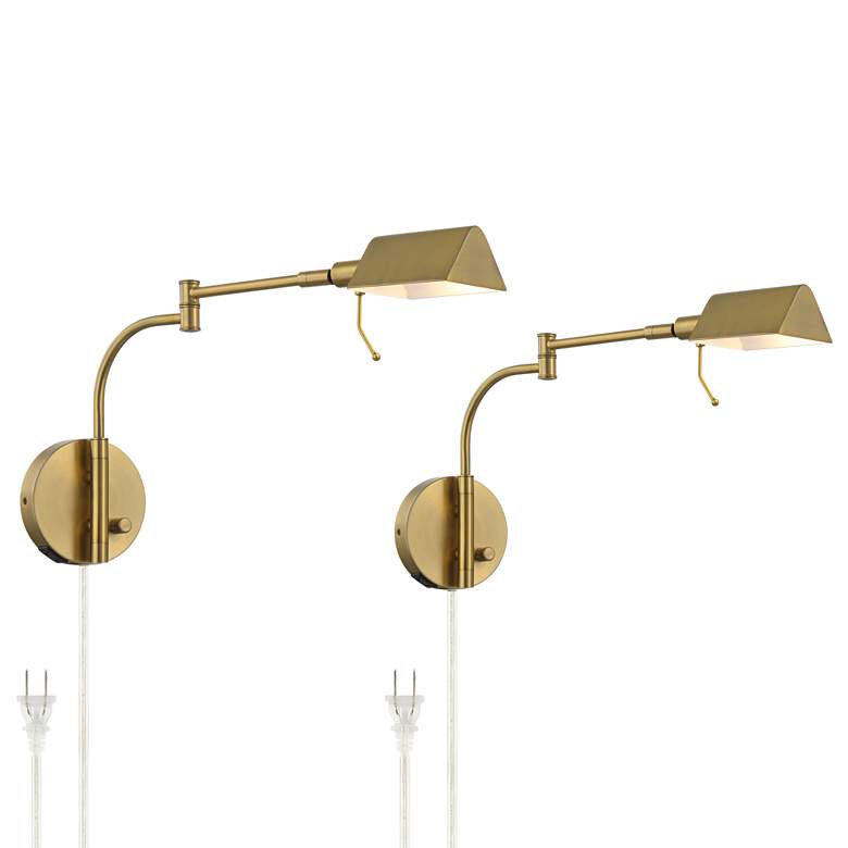 Image 2 Possini Euro Keegan Plug-In Wall Lamps with Dual USB Ports Set of 2