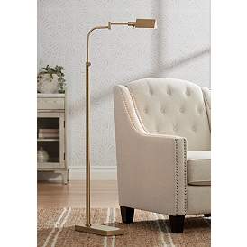 Image1 of Possini Euro Keegan Warm Gold Adjustable Swing Arm Pharmacy Floor Lamp