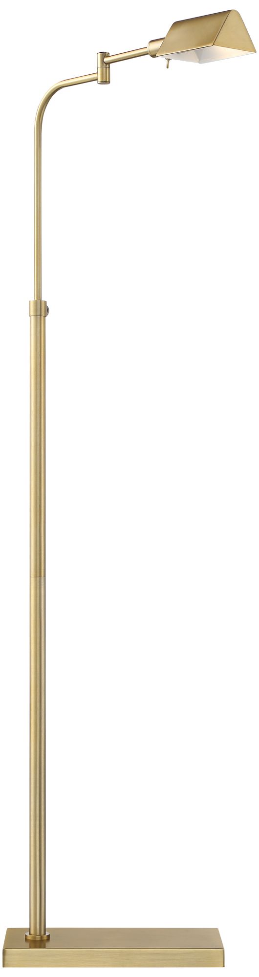 Possini Euro Keegan Warm Gold Adjustable Swing Arm Pharmacy Floor Lamp