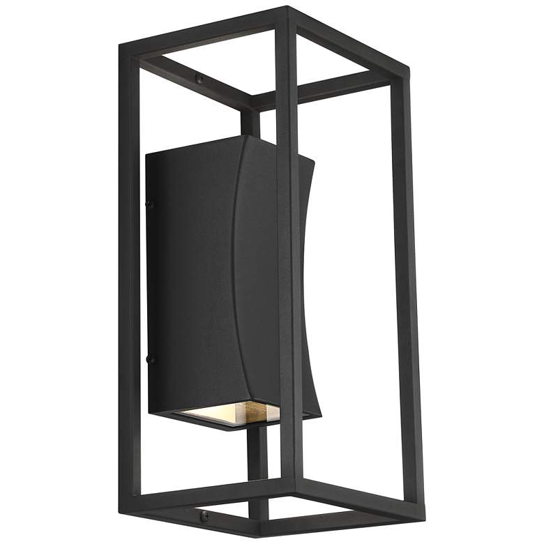 Image 5 Possini Euro Kell 14" Textured Black Box LED Up and Down Wall Light more views