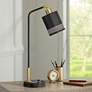 1_Possini Euro Keller 24" High Black and Brass Outlet and USB Desk Lamp