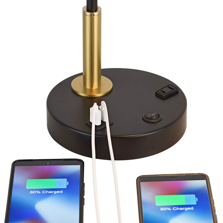 Image 7 Possini Euro Keller 24" High Black and Brass Outlet and USB Desk Lamp more views