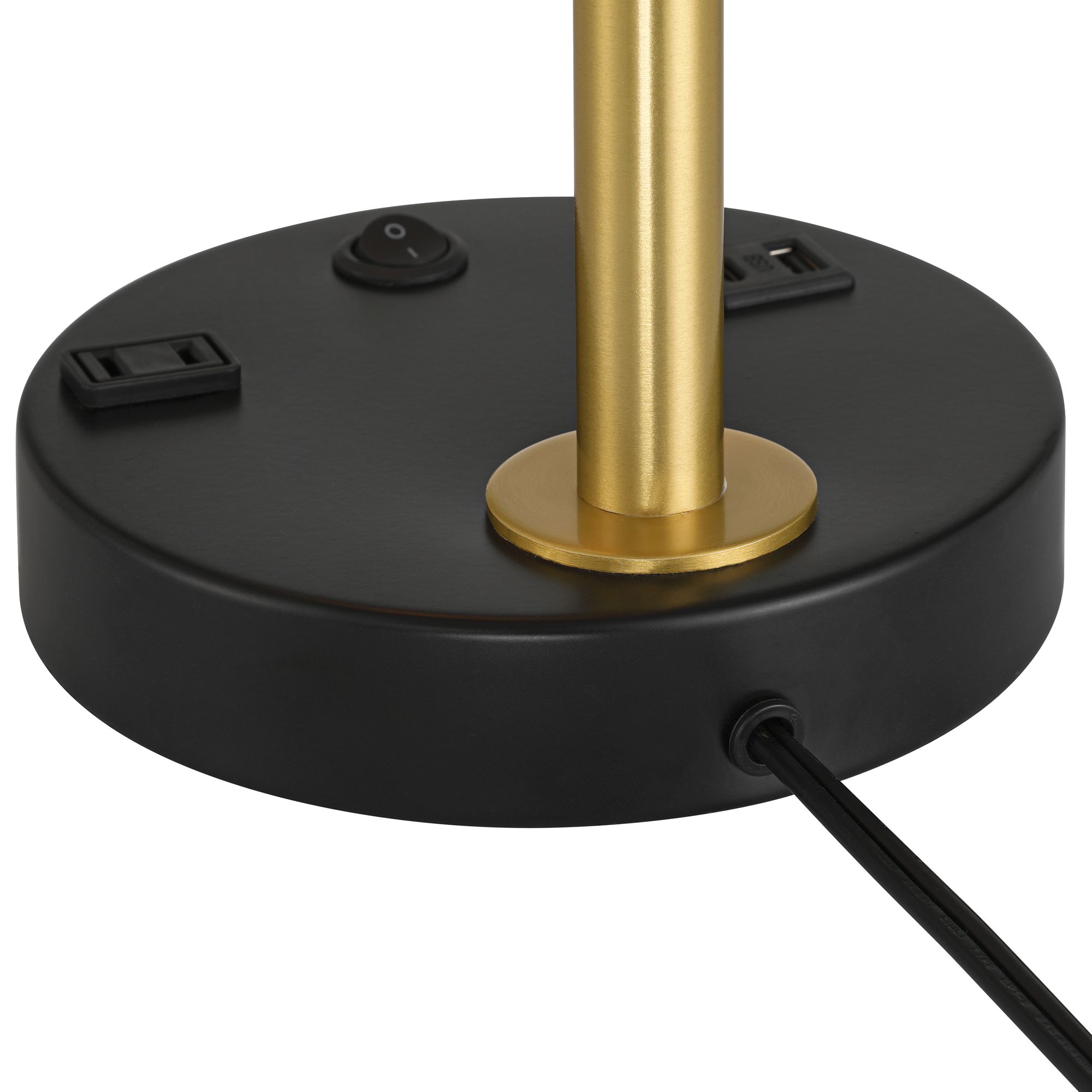Possini Euro Keller 24" High Black and Brass Outlet and USB Desk Lamp