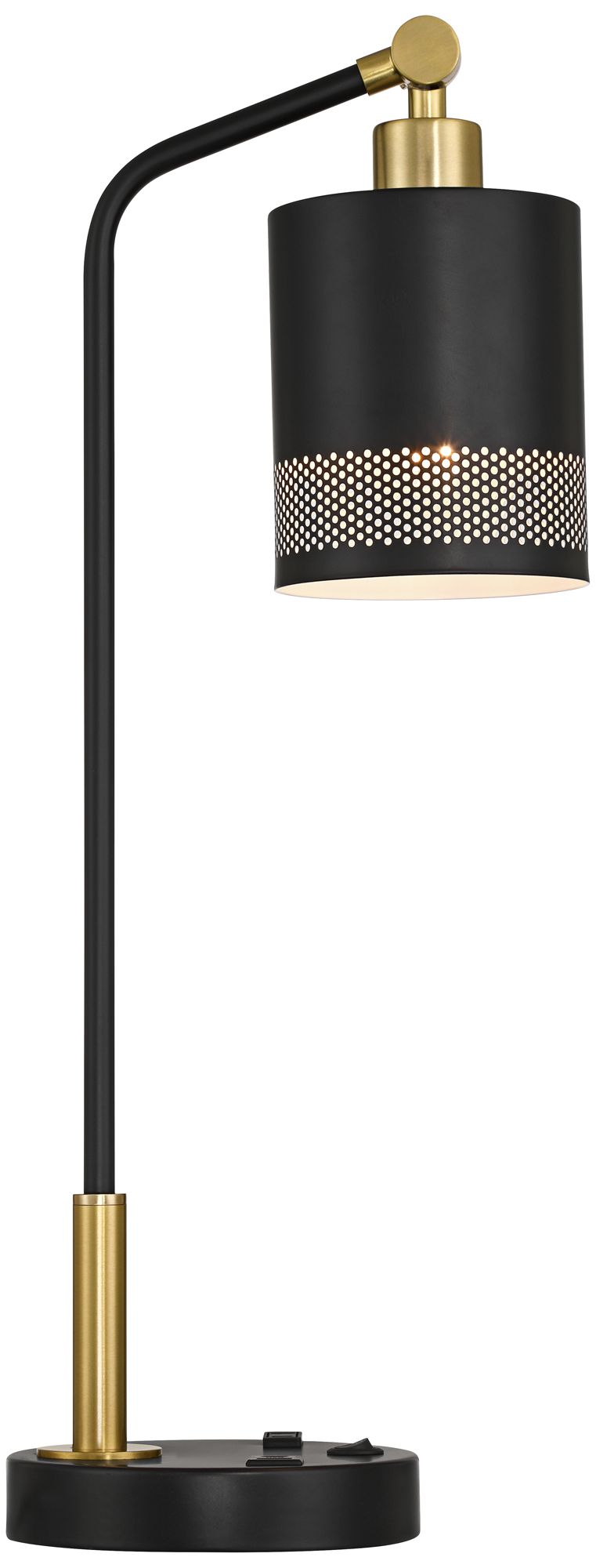 Possini Euro Keller 24" High Black and Brass Outlet and USB Desk Lamp