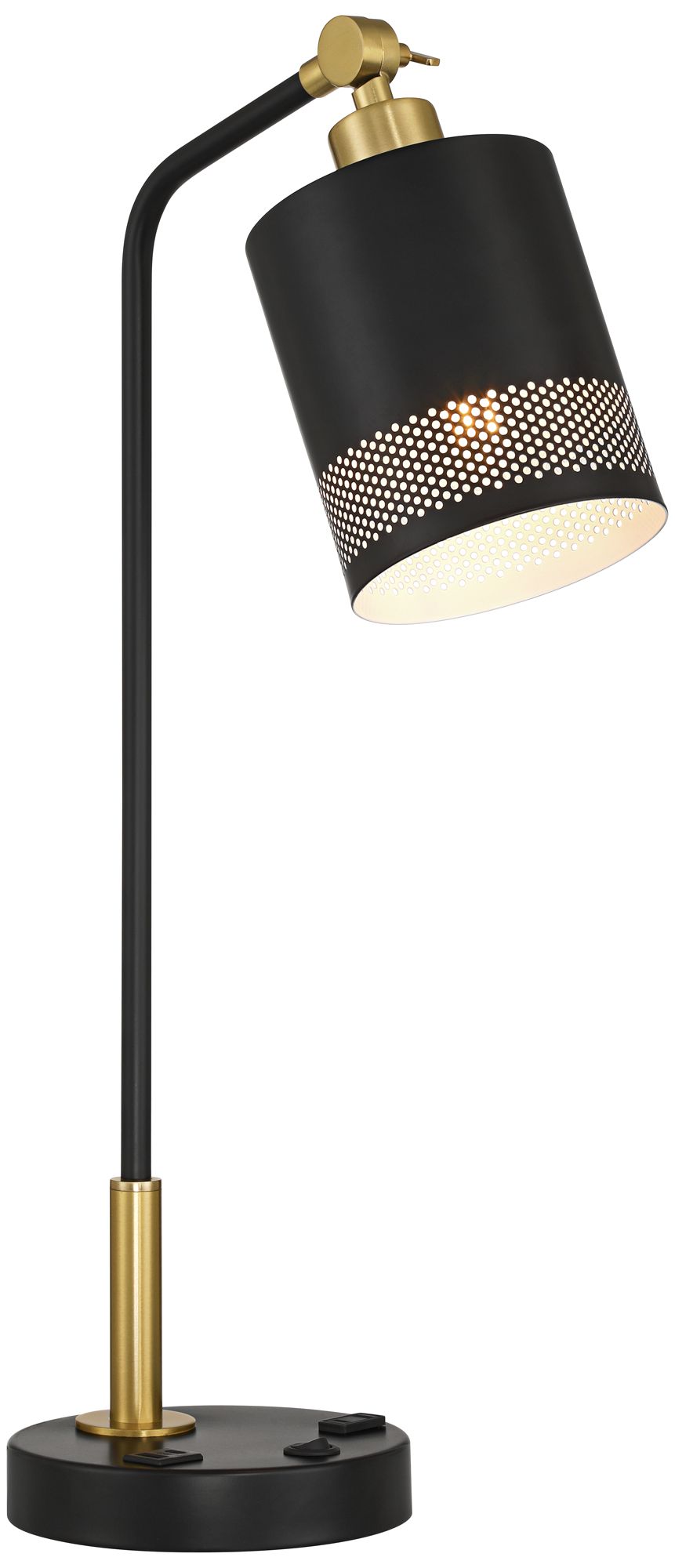 Possini Euro Keller 24" High Black and Brass Outlet and USB Desk Lamp