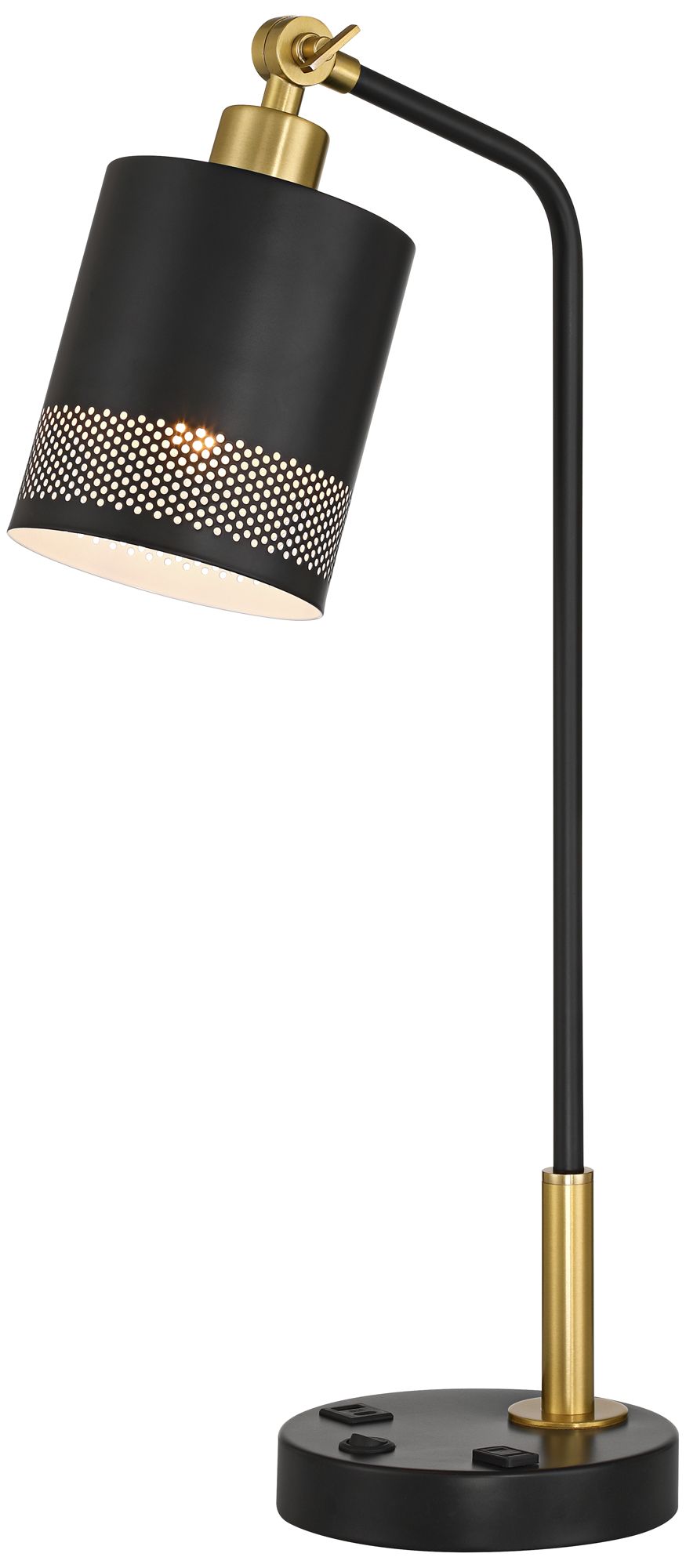 Possini Euro Keller 24" High Black and Brass Outlet and USB Desk Lamp