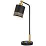 Possini Euro Keller 24" High Black and Brass Outlet and USB Desk Lamp