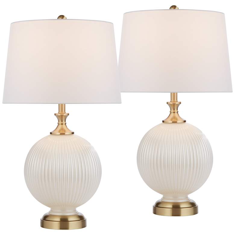 Image 1 Possini Euro Kelly 27" High White Opal Glass Table Lamp Set of 2