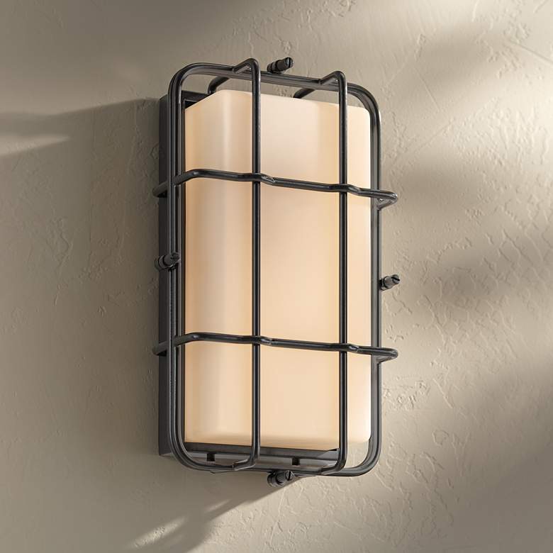 Image 1 Possini Euro Kendal 12 inch High Grey LED Outdoor Wall Light