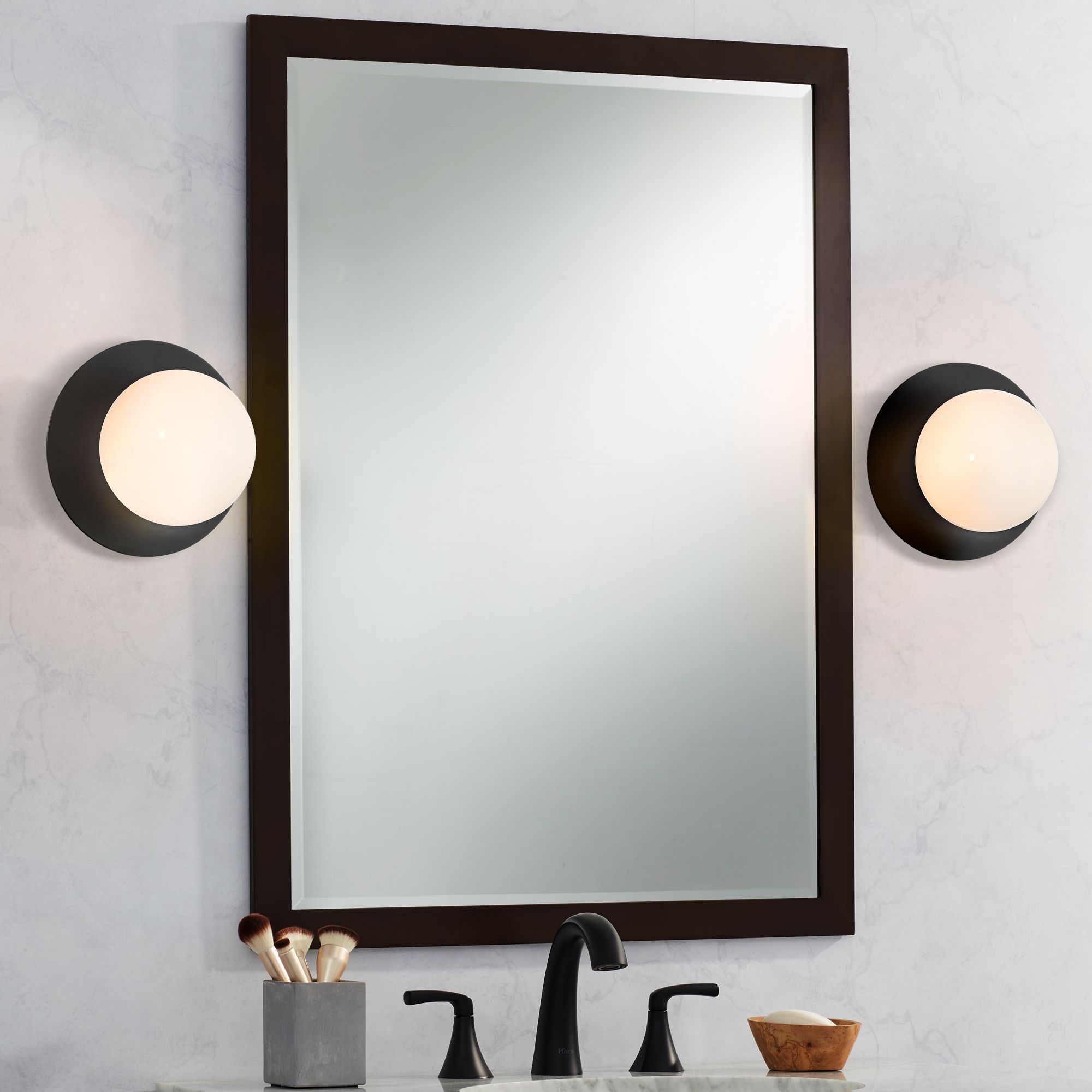 Image Possini Euro Kenna 6 3/4" High Black Wall Sconce Set of 2