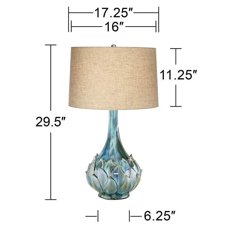 Image 6 Possini Euro Kenya 29 1/2" Blue-Green Ceramic Lamp with Dimmer more views