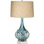 1_Possini Euro Kenya 29 1/2" Ceramic Lamp with Square White Marble Riser