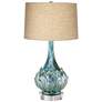 Possini Euro Kenya 31" Blue-Green Ceramic Lamp with Acrylic Riser
