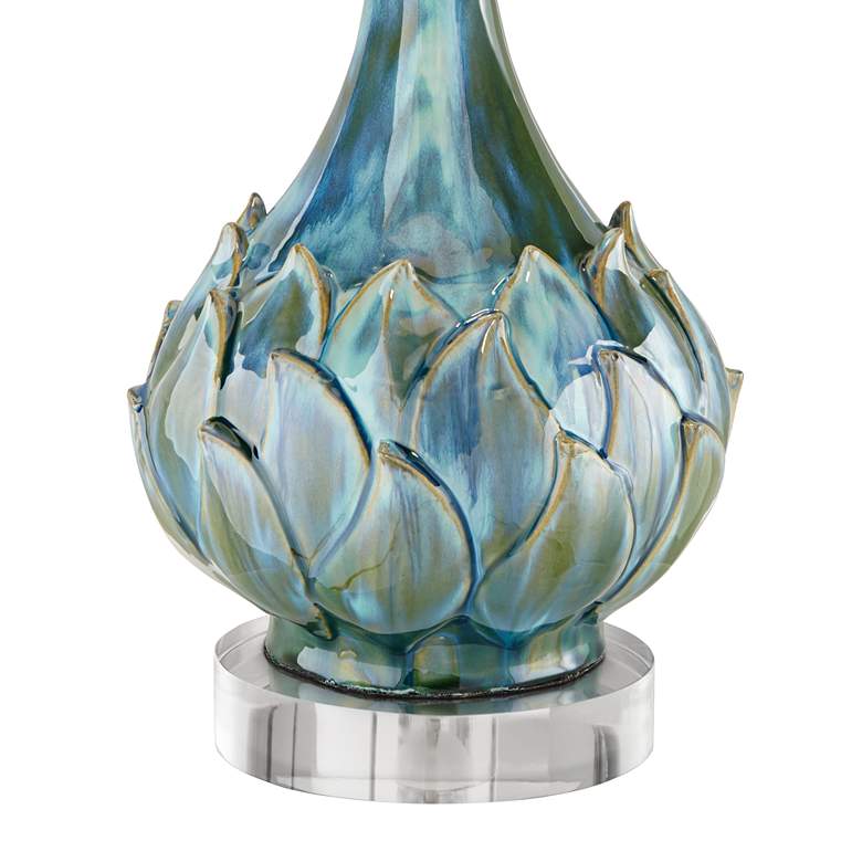 Image 5 Possini Euro Kenya 31 inch Blue-Green Ceramic Lamp with Acrylic Riser more views