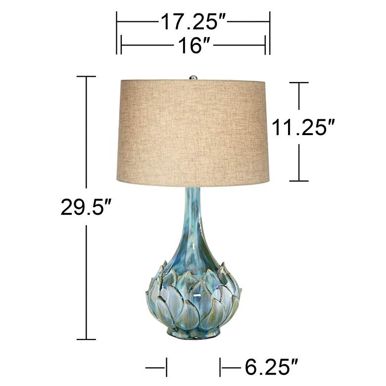 Image 6 Possini Euro Kenya 31 inch Blue-Green Ceramic Lamp with Acrylic Riser more views