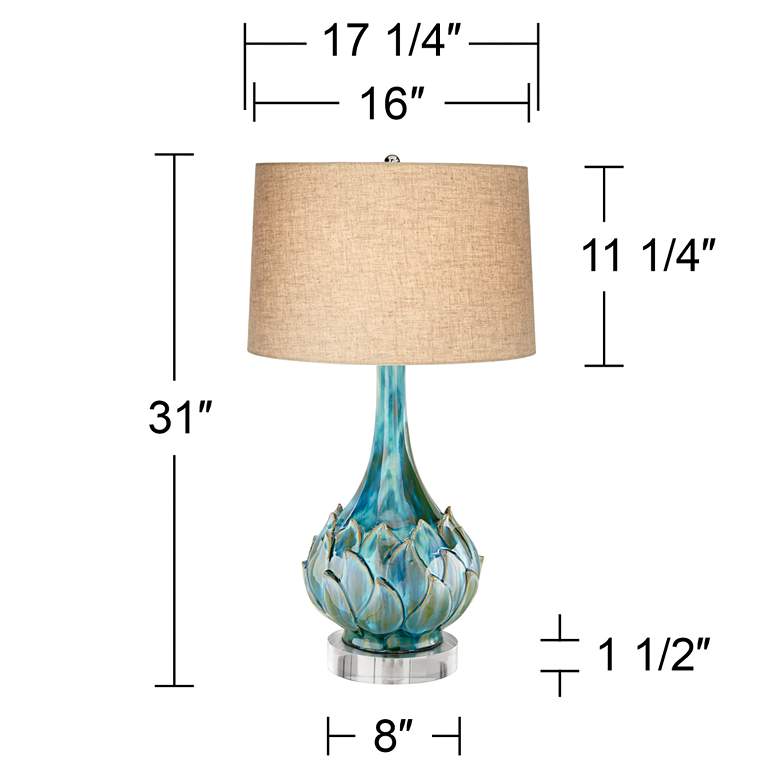 Image 6 Possini Euro Kenya 31" Blue-Green Ceramic Lamp with Round Riser more views