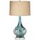 Possini Euro Kenya 31" Blue-Green Ceramic Lamp with Square Riser