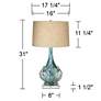 6_Possini Euro Kenya 31" Blue-Green Ceramic Lamp with Square Riser more views