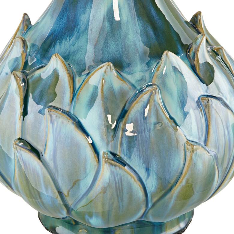 Image 4 Possini Euro Kenya Blue-Green Ceramic Lamp With 8 inch Wide Square Riser more views