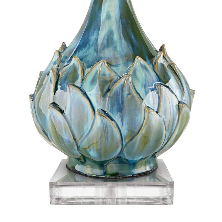 Image 5 Possini Euro Kenya Blue-Green Ceramic Lamp With 8 inch Wide Square Riser more views