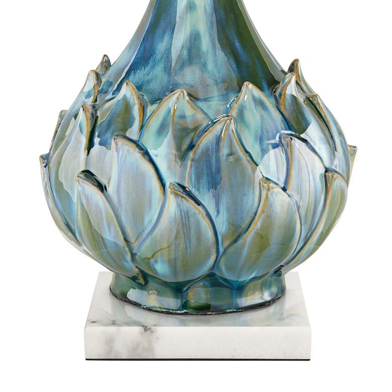 Image 4 Possini Euro Kenya Blue Green Ceramic Lamp with Square White Marble Riser more views