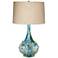 Possini Euro Kenya Blue-Green Ceramic Lamp with Table Top Dimmer