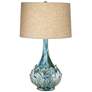 Possini Euro Kenya Blue-Green Ceramic Table Lamp With Dimmer with USB Port
