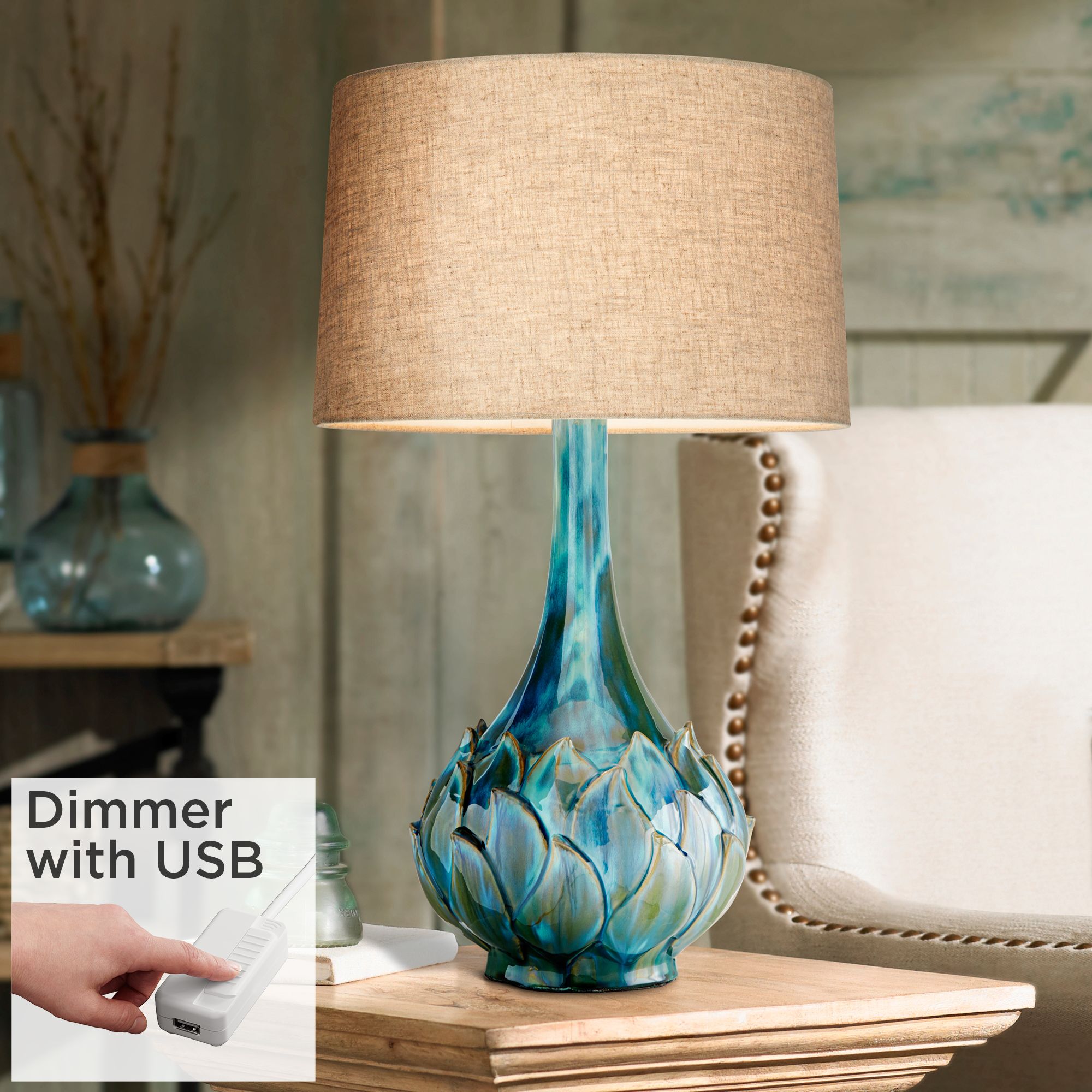 ceramic lamp with usb port