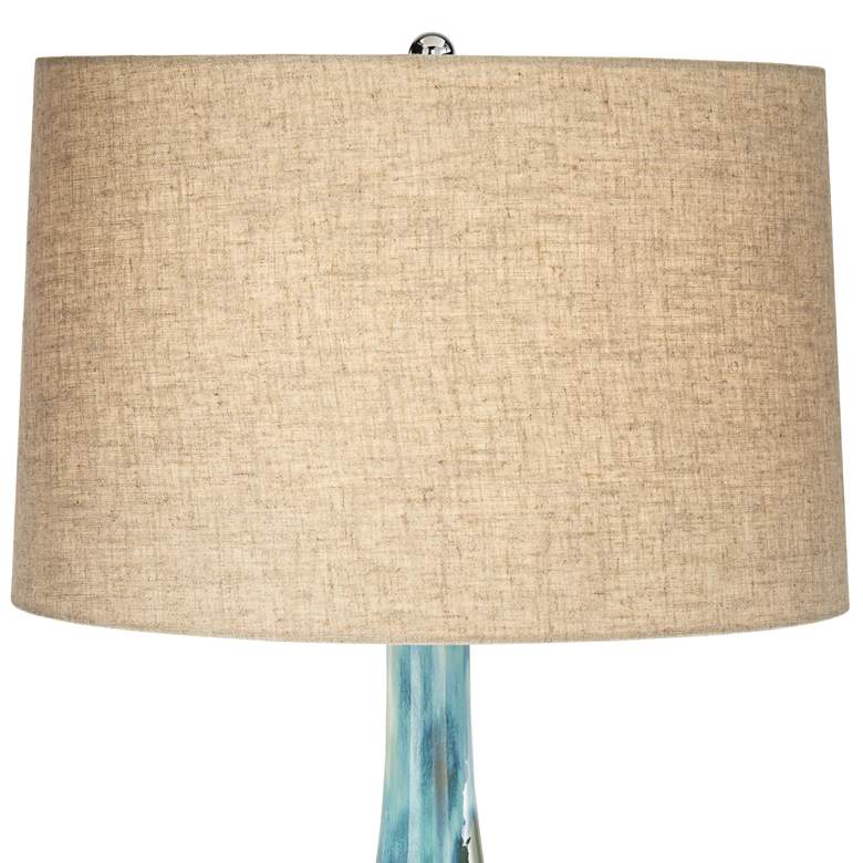 Image 4 Possini Euro Kenya Blue-Green Ceramic Table Lamp With Dimmer with USB Port more views
