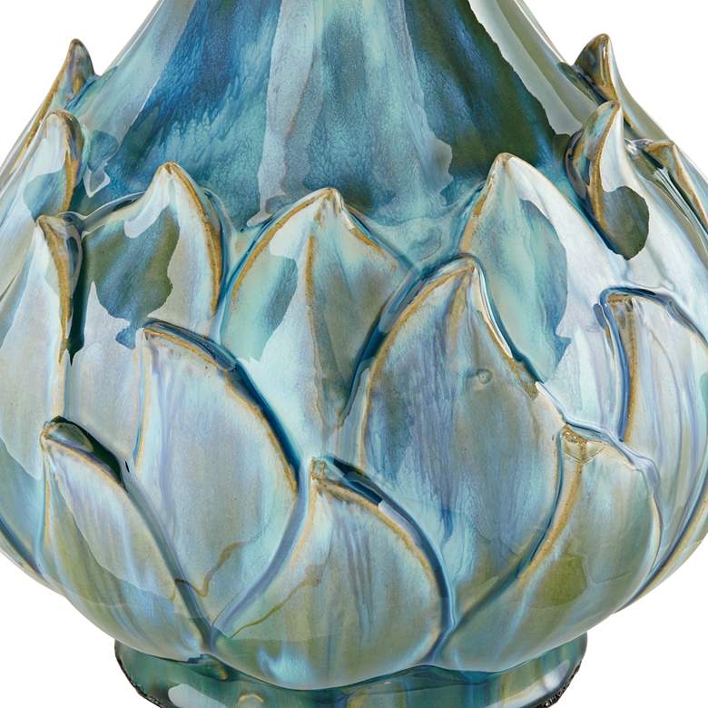 Image 6 Possini Euro Kenya Flower 29 1/2" Blue Green Ceramic Table Lamp more views