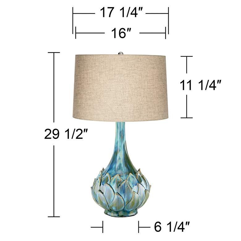 Image 7 Possini Euro Kenya Flower 29 1/2" Blue Green Ceramic Table Lamp more views